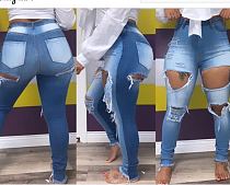 Fall New Fashion Trendy Ripped Tassel Slit Pencil Jeans