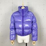 Autumn And Winter Pure Color Mirror Zipper Jacket