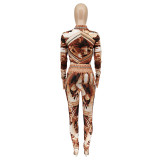 New Product Personality Oil Painting Printing Long Sleeve Suit
