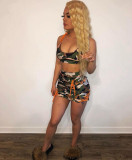 Sexy Trend Camouflage Strap Printing Two-Piece Suit