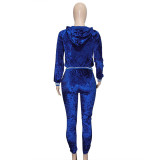 Autumn And Winter Velvet Hooded Thread Fashion Casual Suit