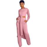 Loose Solid Color Casual Long-sleeved Trouser Suit