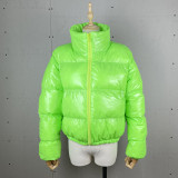 Autumn And Winter Pure Color Mirror Zipper Jacket