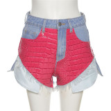 Fashion Stitching Pocket Sexy Casual Denim Shorts