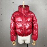 Autumn And Winter Pure Color Mirror Zipper Jacket