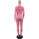 Casual Fashion Sportswear Suit With Zipper And Hood