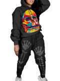 New Autumn Skull Halloween Thick Print Hat Long Suit
