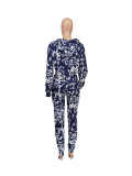 New Summer Sports Print Trousers Long Sleeve Suit