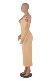 New Product Solid Color Pit Strip V-neck Slim Dress