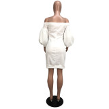 Fashion Shoulder-length Sexy Lantern Sleeve Dress