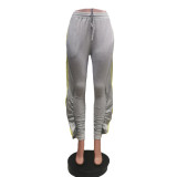 Tight Jogging Pants With Ruffled Sides And Cutouts On Both Sides
