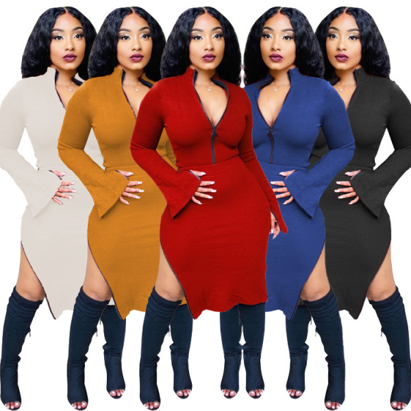 Cuff Skirt Double Side Zipper High Elastic Pit Strip Suit