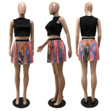 Cartoon Fashion Pleated Print Skirt