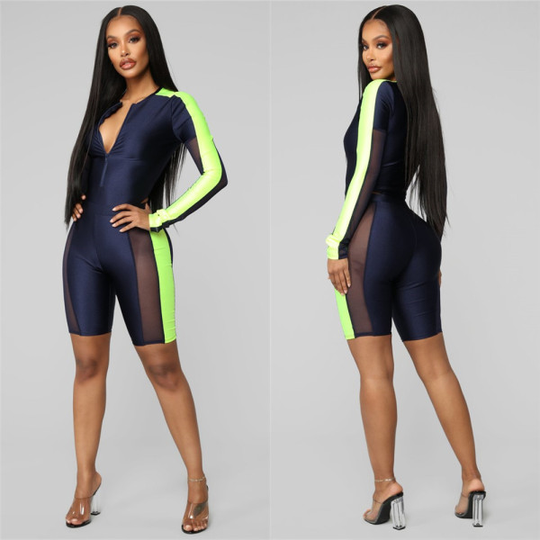 Sexy Mesh Stitching Swimsuit Casual Sports Suit