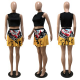 Cartoon Fashion Pleated Print Skirt