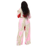 Fashion Casual Tie-dye Printed Long-sleeved Trousers Suit