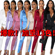 Casual Solid V-Neck Long Sleeve Women's Suits