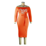 Plus Size Waist Strap One-shoulder Hot Girl Solid Color Dress