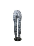 New Autumn And Winter Snakeskin Print Pleated Slit Flared Pants