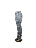 New Autumn And Winter Snakeskin Print Pleated Slit Flared Pants