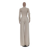Solid Color Casual Wide-leg Pants Long-sleeved Suit