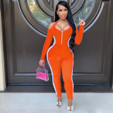 Fashion Autumn Personality Color Matching Sexy Jumpsuit
