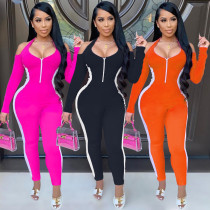 Fashion Autumn Personality Color Matching Sexy Jumpsuit
