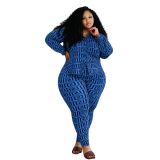 Autumn And Winter Plus Size Printed Casual Shirt Suit