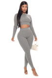 Pure Color Sexy Small Pit Strip Zipper Pullover Suit