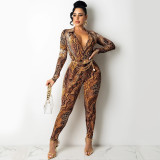 Fashion Digital Printing V-neck Long-sleeved Trousers Suit