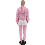 Autumn And Winter Pleated Hooded Personalized Hem Suit