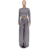 Sexy Printed Trousers Long Sleeve Two-piece Suit