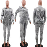 Letter Reflective Sports Suit with Hood
