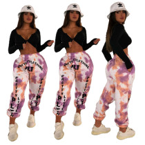 Autumn New Style Letter Personality Print Hit Color Sweatpants
