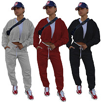 Hooded Multi-pocket Casual Slim Sports Two-piece Suit