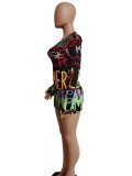 Tight-fitting Sexy Nightclub Print Casual Dress With Letters