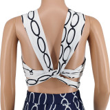 Autumn New Sexy Print Fashion Tube Top Casual Suit