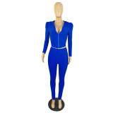 Pure Color Fish Scale Yoga Cloth Tight-fitting Two-piece Suit
