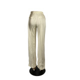 Solid Color Drawstring Three-dimensional Wide-leg Trousers
