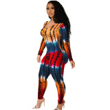 Sexy Low-cut Tethered Plus Size Skinny Printed Jumpsuit
