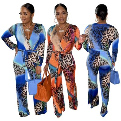 Autumn And Winter Fashion Sexy Leopard Jumpsuit