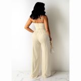 Solid Color Drawstring Three-dimensional Wide-leg Trousers