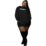 New Style Plus Size Fashion Hooded Sweater Dress