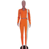 New Product Color Matching Casual Fashion Zipper Tight Suit