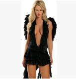 Halloween Party Cosplay Sexy Black And White Angel Cosplay Costume