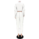 Stitching Anti-car Line Half-high Collar And Leggings Sports Suit