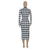 Fashion Sexy Tight-fitting Houndstooth Print Dress