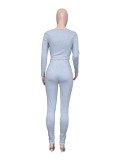 Autumn And Winter Elastic Sexy Right-angle U-neck Sports Suit