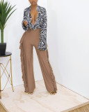 High-quality Brushed Cute Straight Wide-leg Pants With Fringes On Both Sides