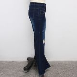Fashion All-match Wide-legged Knee-hole Slim-fit Denim Flared Pants